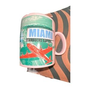 Vtg Starbucks Miami Florida 1998 Coffee Tea Mug South Beach Ocean Drive Large
